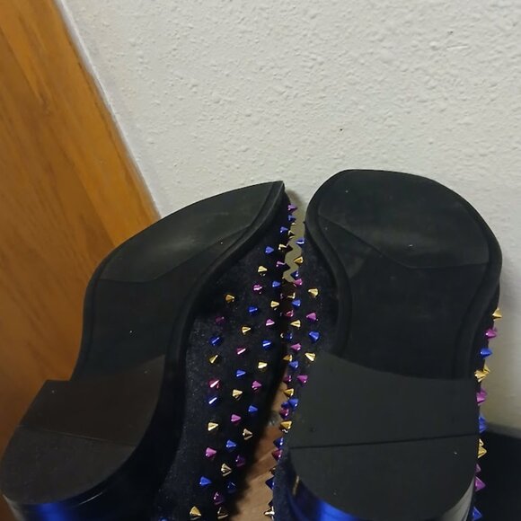 Stacy Adams Spire Spiked Loafers Black Velvet Multicolor Studs Men’s 11M NWOB main image 6